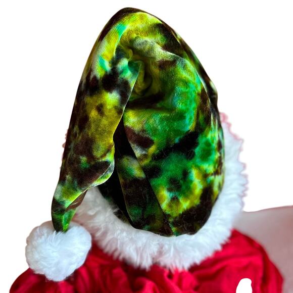 Handcrafted Tie-Dye Santa Hat Hippie Holiday Christmas Festive Winter - Picture 4 of 7